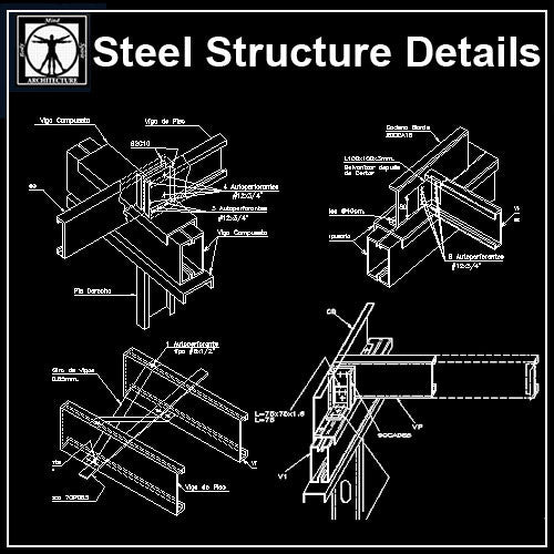 Free Steel Structure Details 3 - CAD Design | Download CAD Drawings | AutoCAD Blocks | AutoCAD Symbols | CAD Drawings | Architecture Details│Landscape Details | See more about AutoCAD, Cad Drawing and Architecture Details