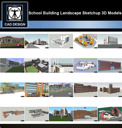 【Sketchup 3D Models】20 Types of School Design Sketchup 3D Models  V.2 - CAD Design | Download CAD Drawings | AutoCAD Blocks | AutoCAD Symbols | CAD Drawings | Architecture Details│Landscape Details | See more about AutoCAD, Cad Drawing and Architecture Details