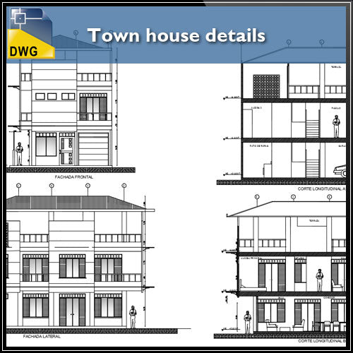 Town house details - CAD Design | Download CAD Drawings | AutoCAD Blocks | AutoCAD Symbols | CAD Drawings | Architecture Details│Landscape Details | See more about AutoCAD, Cad Drawing and Architecture Details