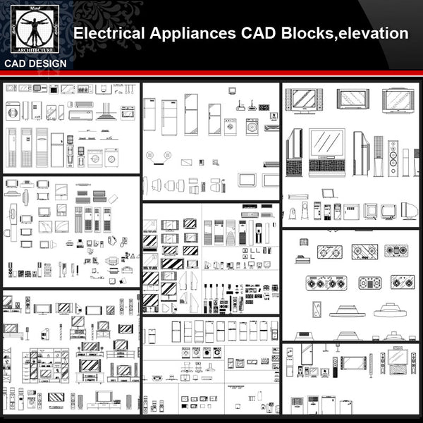 ★【Electrical Appliances Autocad Blocks Collections】All kinds of Electrical Appliances CAD Blocks - CAD Design | Download CAD Drawings | AutoCAD Blocks | AutoCAD Symbols | CAD Drawings | Architecture Details│Landscape Details | See more about AutoCAD, Cad Drawing and Architecture Details