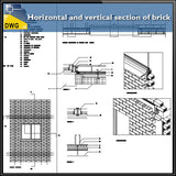 Horizontal and vertical section of brick detail drawing - CAD Design | Download CAD Drawings | AutoCAD Blocks | AutoCAD Symbols | CAD Drawings | Architecture Details│Landscape Details | See more about AutoCAD, Cad Drawing and Architecture Details
