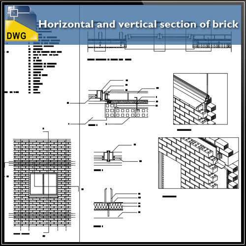 Horizontal and vertical section of brick detail drawing - CAD Design | Download CAD Drawings | AutoCAD Blocks | AutoCAD Symbols | CAD Drawings | Architecture Details│Landscape Details | See more about AutoCAD, Cad Drawing and Architecture Details