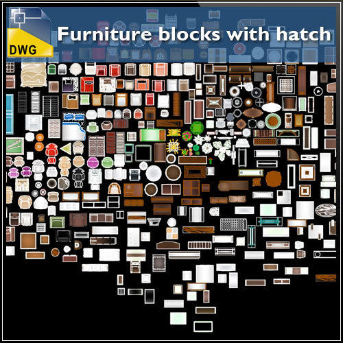 Furniture blocks with hatch - CAD Design | Download CAD Drawings | AutoCAD Blocks | AutoCAD Symbols | CAD Drawings | Architecture Details│Landscape Details | See more about AutoCAD, Cad Drawing and Architecture Details
