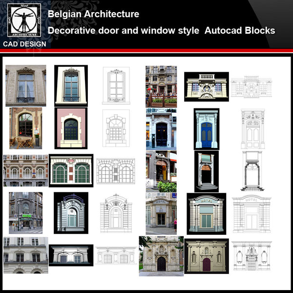 ★【Belgian Architecture Style Design】Belgian architecture · Decorative door and window style CAD Drawings - CAD Design | Download CAD Drawings | AutoCAD Blocks | AutoCAD Symbols | CAD Drawings | Architecture Details│Landscape Details | See more about AutoCAD, Cad Drawing and Architecture Details