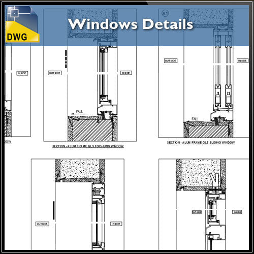 Classic And Common Windows Elevation Blocks Cad Drawing