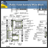 Public Toilet Sanitary Ware Block - CAD Design | Download CAD Drawings | AutoCAD Blocks | AutoCAD Symbols | CAD Drawings | Architecture Details│Landscape Details | See more about AutoCAD, Cad Drawing and Architecture Details