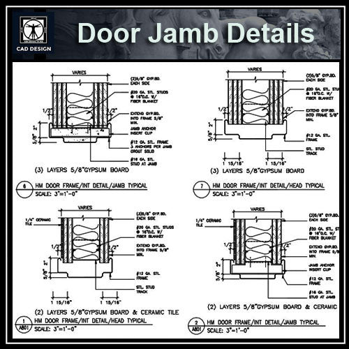 Door Jamb Details - CAD Design | Download CAD Drawings | AutoCAD Blocks | AutoCAD Symbols | CAD Drawings | Architecture Details│Landscape Details | See more about AutoCAD, Cad Drawing and Architecture Details