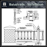 Free CAD Details-Balustrade-Installation - CAD Design | Download CAD Drawings | AutoCAD Blocks | AutoCAD Symbols | CAD Drawings | Architecture Details│Landscape Details | See more about AutoCAD, Cad Drawing and Architecture Details