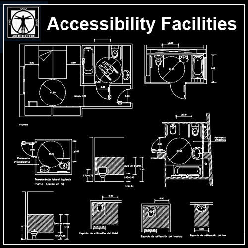 Accessibility Facilities Drawings V3 - CAD Design | Download CAD Drawings | AutoCAD Blocks | AutoCAD Symbols | CAD Drawings | Architecture Details│Landscape Details | See more about AutoCAD, Cad Drawing and Architecture Details