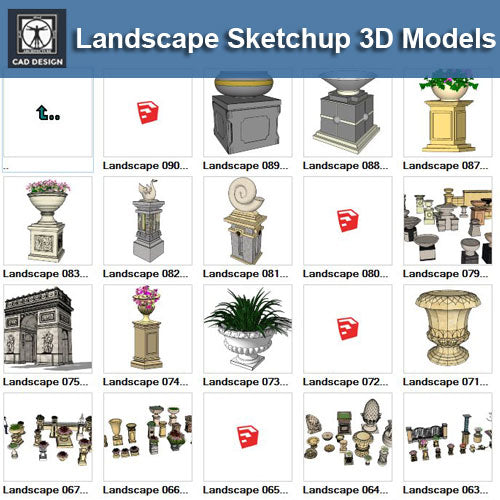 European Landscape Elements 3D Models-Sketchup 3D Models - CAD Design | Download CAD Drawings | AutoCAD Blocks | AutoCAD Symbols | CAD Drawings | Architecture Details│Landscape Details | See more about AutoCAD, Cad Drawing and Architecture Details