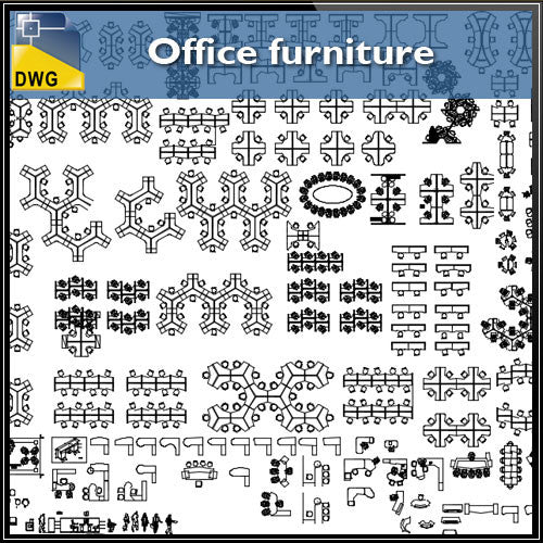 Office furniture - CAD Design | Download CAD Drawings | AutoCAD Blocks | AutoCAD Symbols | CAD Drawings | Architecture Details│Landscape Details | See more about AutoCAD, Cad Drawing and Architecture Details