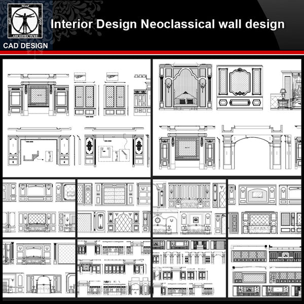★【Interior design Neoclassical wall design V2】All kinds of Neoclassical wall design CAD drawings Bundle - CAD Design | Download CAD Drawings | AutoCAD Blocks | AutoCAD Symbols | CAD Drawings | Architecture Details│Landscape Details | See more about AutoCAD, Cad Drawing and Architecture Details