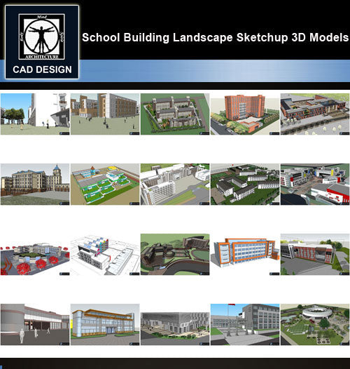 【Sketchup 3D Models】20 Types of School Design Sketchup 3D Models  V.7 - CAD Design | Download CAD Drawings | AutoCAD Blocks | AutoCAD Symbols | CAD Drawings | Architecture Details│Landscape Details | See more about AutoCAD, Cad Drawing and Architecture Details