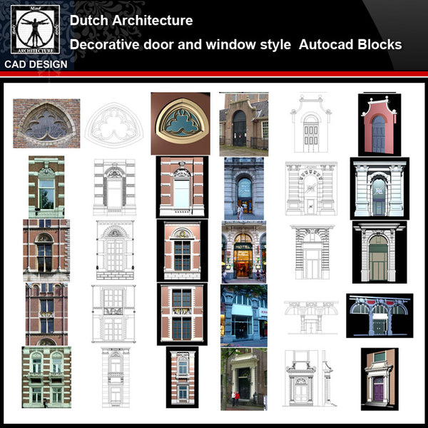 ★【Dutch Architecture Style Design】Dutch architecture · Decorative door and window style CAD Drawings - CAD Design | Download CAD Drawings | AutoCAD Blocks | AutoCAD Symbols | CAD Drawings | Architecture Details│Landscape Details | See more about AutoCAD, Cad Drawing and Architecture Details