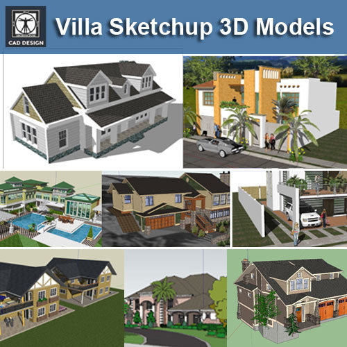 【Download 13 Types of Villa Sketchup 3D Models】 (Recommanded!!) - CAD Design | Download CAD Drawings | AutoCAD Blocks | AutoCAD Symbols | CAD Drawings | Architecture Details│Landscape Details | See more about AutoCAD, Cad Drawing and Architecture Details