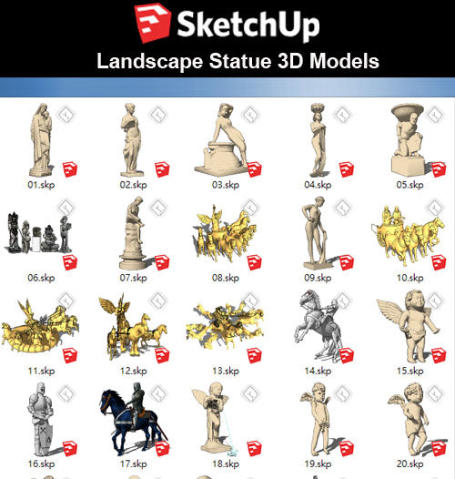 【Sketchup 3D Models】53 Types of Statue Design 3D Models - CAD Design | Download CAD Drawings | AutoCAD Blocks | AutoCAD Symbols | CAD Drawings | Architecture Details│Landscape Details | See more about AutoCAD, Cad Drawing and Architecture Details