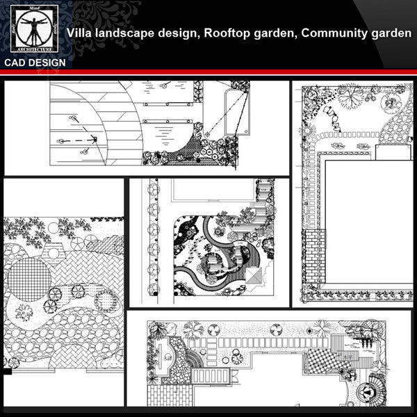 ★【Villa Landscape design,Rooftop garden,Community garden CAD Drawings Bundle V.4】All kinds of Landscape design CAD Drawings - CAD Design | Download CAD Drawings | AutoCAD Blocks | AutoCAD Symbols | CAD Drawings | Architecture Details│Landscape Details | See more about AutoCAD, Cad Drawing and Architecture Details