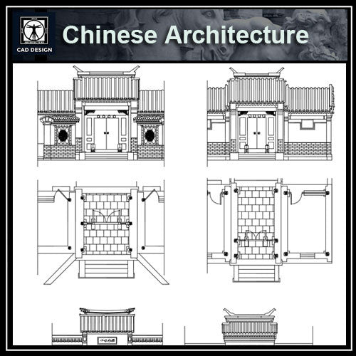 Chinese Architecture CAD Drawing-Chinese Gate Design - CAD Design | Download CAD Drawings | AutoCAD Blocks | AutoCAD Symbols | CAD Drawings | Architecture Details│Landscape Details | See more about AutoCAD, Cad Drawing and Architecture Details
