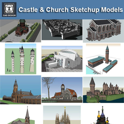 ●European Castle and Church Sketchup 3D Models