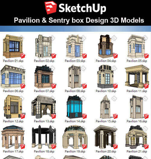 【Sketchup 3D Models】26 Types of European Pavilion 3D Models - CAD Design | Download CAD Drawings | AutoCAD Blocks | AutoCAD Symbols | CAD Drawings | Architecture Details│Landscape Details | See more about AutoCAD, Cad Drawing and Architecture Details