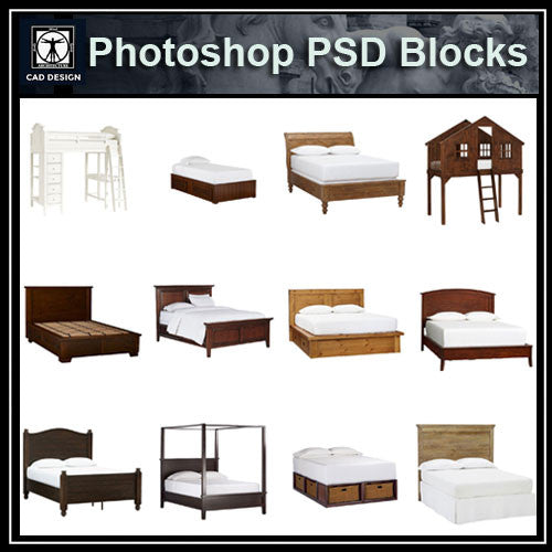 Photoshop PSD Bed Blocks V1 - CAD Design | Download CAD Drawings | AutoCAD Blocks | AutoCAD Symbols | CAD Drawings | Architecture Details│Landscape Details | See more about AutoCAD, Cad Drawing and Architecture Details