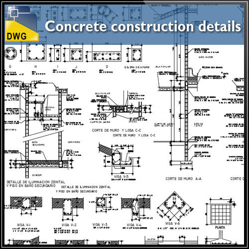 Concrete construction details dwg files - CAD Design | Download CAD Drawings | AutoCAD Blocks | AutoCAD Symbols | CAD Drawings | Architecture Details│Landscape Details | See more about AutoCAD, Cad Drawing and Architecture Details