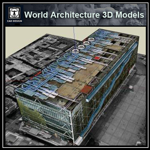 Sketchup 3D Architecture models-  Le Centre Pompidou - CAD Design | Download CAD Drawings | AutoCAD Blocks | AutoCAD Symbols | CAD Drawings | Architecture Details│Landscape Details | See more about AutoCAD, Cad Drawing and Architecture Details