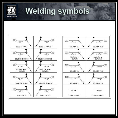 Free Welding Symbol Blocks - CAD Design | Download CAD Drawings | AutoCAD Blocks | AutoCAD Symbols | CAD Drawings | Architecture Details│Landscape Details | See more about AutoCAD, Cad Drawing and Architecture Details