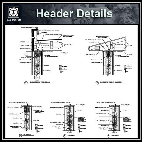 Header Details - CAD Design | Download CAD Drawings | AutoCAD Blocks | AutoCAD Symbols | CAD Drawings | Architecture Details│Landscape Details | See more about AutoCAD, Cad Drawing and Architecture Details