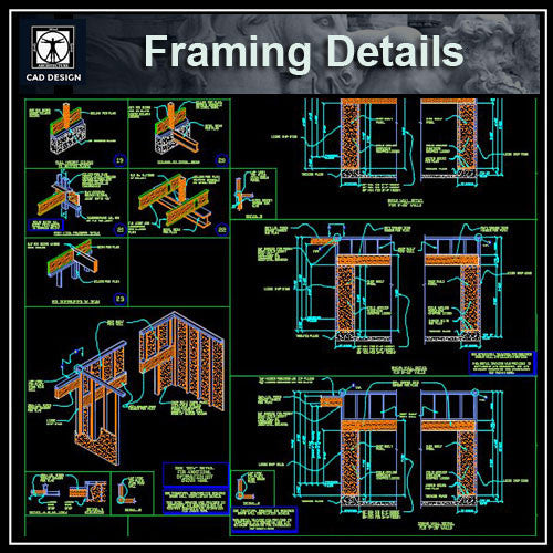 Framing Details - CAD Design | Download CAD Drawings | AutoCAD Blocks | AutoCAD Symbols | CAD Drawings | Architecture Details│Landscape Details | See more about AutoCAD, Cad Drawing and Architecture Details