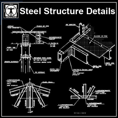 Free Steel Structure Details 1 - CAD Design | Download CAD Drawings | AutoCAD Blocks | AutoCAD Symbols | CAD Drawings | Architecture Details│Landscape Details | See more about AutoCAD, Cad Drawing and Architecture Details