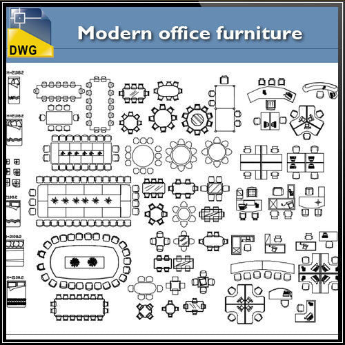 Modern office furniture – CAD Design | Free CAD Blocks,Drawings,Details