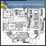 College Plan of Architecture Design - CAD Design | Download CAD Drawings | AutoCAD Blocks | AutoCAD Symbols | CAD Drawings | Architecture Details│Landscape Details | See more about AutoCAD, Cad Drawing and Architecture Details