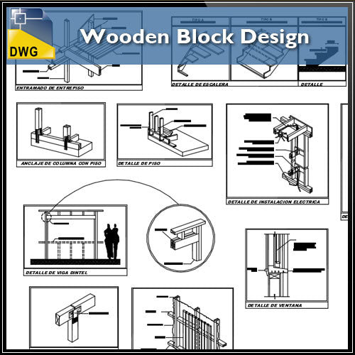 Wooden Block Design - CAD Design | Download CAD Drawings | AutoCAD Blocks | AutoCAD Symbols | CAD Drawings | Architecture Details│Landscape Details | See more about AutoCAD, Cad Drawing and Architecture Details