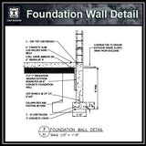 Free CAD Details-Foundation Wall Detail - CAD Design | Download CAD Drawings | AutoCAD Blocks | AutoCAD Symbols | CAD Drawings | Architecture Details│Landscape Details | See more about AutoCAD, Cad Drawing and Architecture Details