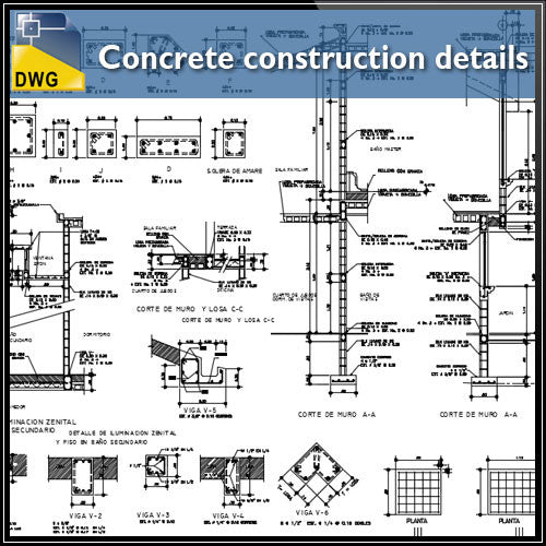 Concrete details autocad dwg files - CAD Design | Download CAD Drawings | AutoCAD Blocks | AutoCAD Symbols | CAD Drawings | Architecture Details│Landscape Details | See more about AutoCAD, Cad Drawing and Architecture Details