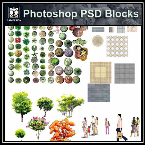 Hand-painted PSD Landscape Blocks 1 - CAD Design | Download CAD Drawings | AutoCAD Blocks | AutoCAD Symbols | CAD Drawings | Architecture Details│Landscape Details | See more about AutoCAD, Cad Drawing and Architecture Details
