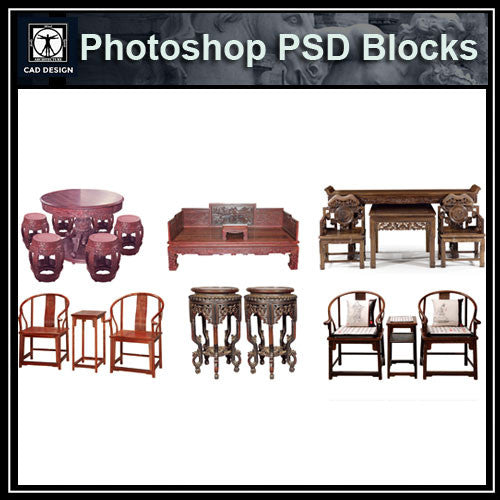 Photoshop PSD Chinese Chair Blocks 2 - CAD Design | Download CAD Drawings | AutoCAD Blocks | AutoCAD Symbols | CAD Drawings | Architecture Details│Landscape Details | See more about AutoCAD, Cad Drawing and Architecture Details