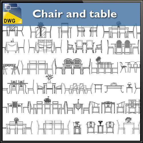 Chair and table CAD Blocks - CAD Design | Download CAD Drawings | AutoCAD Blocks | AutoCAD Symbols | CAD Drawings | Architecture Details│Landscape Details | See more about AutoCAD, Cad Drawing and Architecture Details