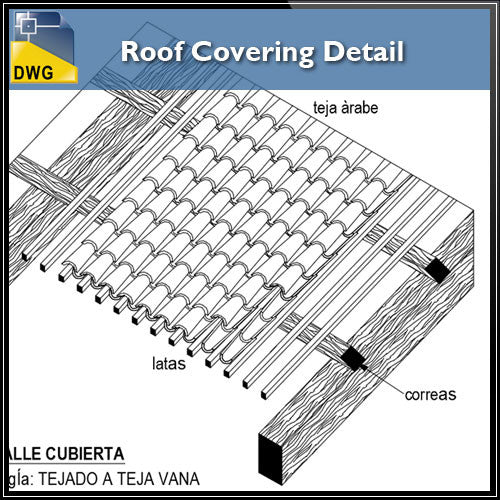 Roof Covering Detail - CAD Design | Download CAD Drawings | AutoCAD Blocks | AutoCAD Symbols | CAD Drawings | Architecture Details│Landscape Details | See more about AutoCAD, Cad Drawing and Architecture Details