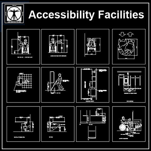 Accessibility Facilities Drawings V1 - CAD Design | Download CAD Drawings | AutoCAD Blocks | AutoCAD Symbols | CAD Drawings | Architecture Details│Landscape Details | See more about AutoCAD, Cad Drawing and Architecture Details