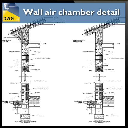 Wall air chamber detail - CAD Design | Download CAD Drawings | AutoCAD Blocks | AutoCAD Symbols | CAD Drawings | Architecture Details│Landscape Details | See more about AutoCAD, Cad Drawing and Architecture Details