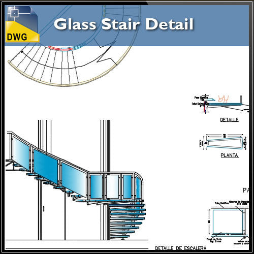 Glass Stair Details in autocad dwg files - CAD Design | Download CAD Drawings | AutoCAD Blocks | AutoCAD Symbols | CAD Drawings | Architecture Details│Landscape Details | See more about AutoCAD, Cad Drawing and Architecture Details