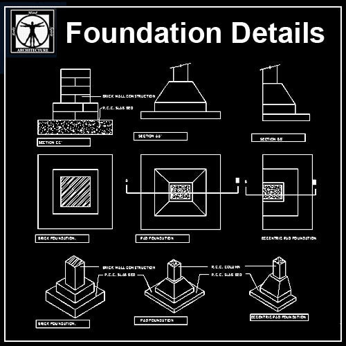 Free Foundation Detail - CAD Design | Download CAD Drawings | AutoCAD Blocks | AutoCAD Symbols | CAD Drawings | Architecture Details│Landscape Details | See more about AutoCAD, Cad Drawing and Architecture Details