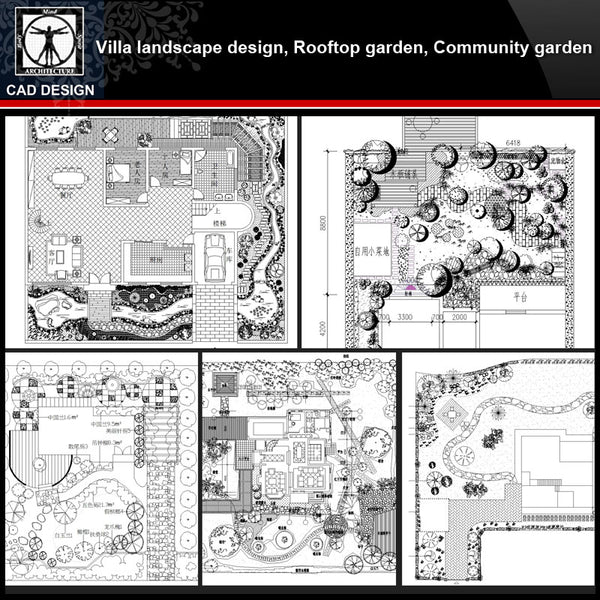 ★【Villa Landscape design,Rooftop garden,Community garden CAD Drawings Bundle V.2】All kinds of Landscape design CAD Drawings - CAD Design | Download CAD Drawings | AutoCAD Blocks | AutoCAD Symbols | CAD Drawings | Architecture Details│Landscape Details | See more about AutoCAD, Cad Drawing and Architecture Details