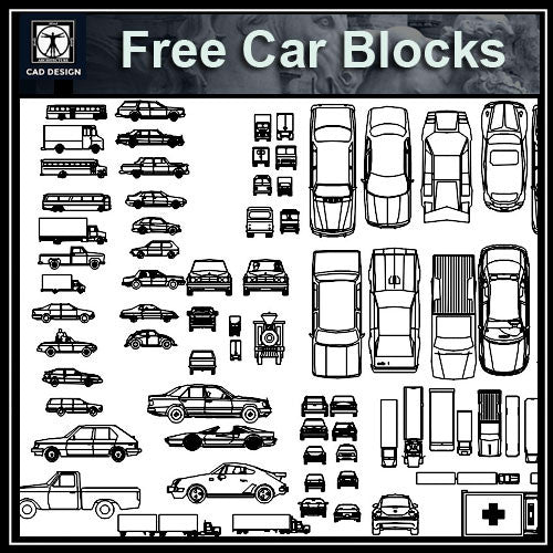 Free Automobile Blocks 1 - CAD Design | Download CAD Drawings | AutoCAD Blocks | AutoCAD Symbols | CAD Drawings | Architecture Details│Landscape Details | See more about AutoCAD, Cad Drawing and Architecture Details