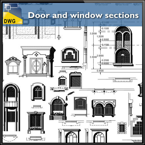 Door and window sections - CAD Design | Download CAD Drawings | AutoCAD Blocks | AutoCAD Symbols | CAD Drawings | Architecture Details│Landscape Details | See more about AutoCAD, Cad Drawing and Architecture Details