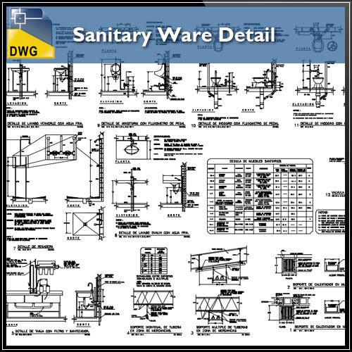 Sanitary Ware Detail - CAD Design | Download CAD Drawings | AutoCAD Blocks | AutoCAD Symbols | CAD Drawings | Architecture Details│Landscape Details | See more about AutoCAD, Cad Drawing and Architecture Details