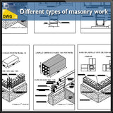 Different types of masonry work design drawing - CAD Design | Download CAD Drawings | AutoCAD Blocks | AutoCAD Symbols | CAD Drawings | Architecture Details│Landscape Details | See more about AutoCAD, Cad Drawing and Architecture Details
