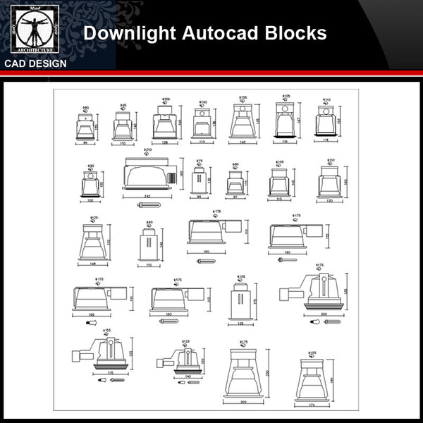 Downlight Drawing Types Downlight Blocks Collection Downlight | CAD Download – CAD Design ...